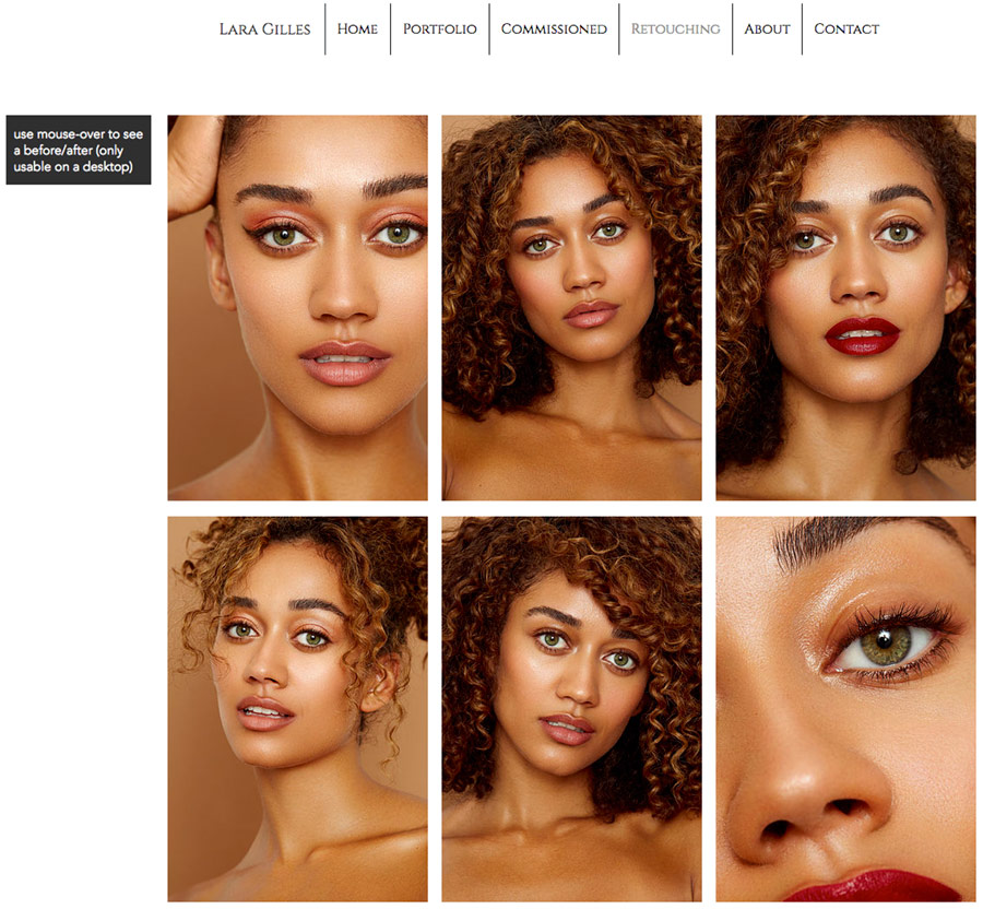 before and after images for retouching comparison