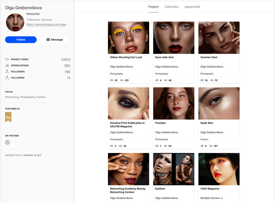 retouching portfolio on adobe behance