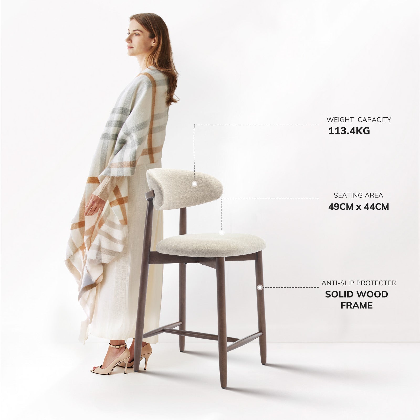 COLAMY ARLA Scandi Minimalist Dining Chair