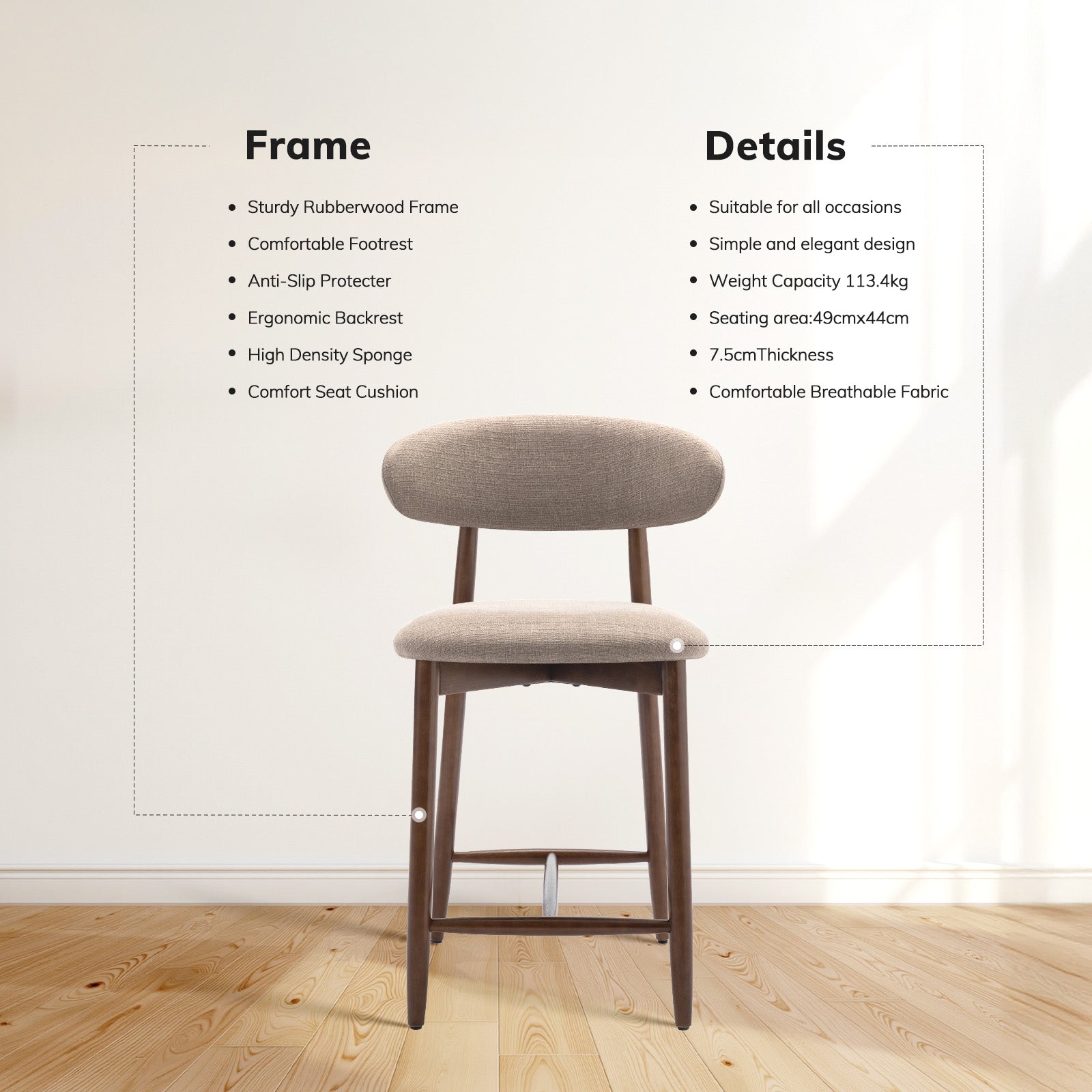 COLAMY ARLA Scandi Minimalist Dining Chair